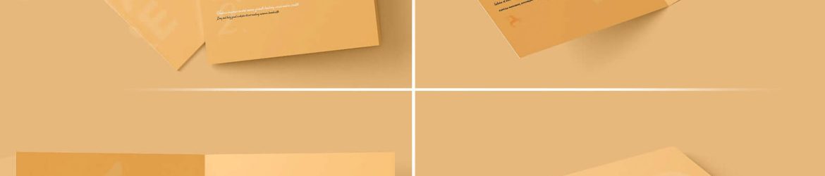 Free Square Folded Invitation Card Mockups PSD set