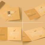 Free Square Folded Invitation Card Mockups PSD set