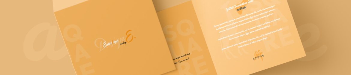 Free Square Folded Wedding Invitation Card Mockup