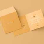 Free Square Folded Wedding Invitation Card Mockup