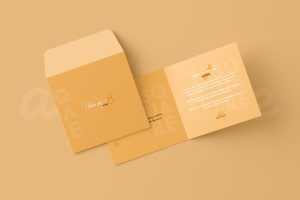 Free Square Folded Wedding Invitation Card Mockup