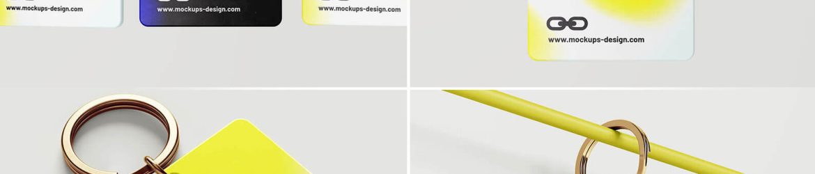 Free Square Key Chains Mockup PSD set