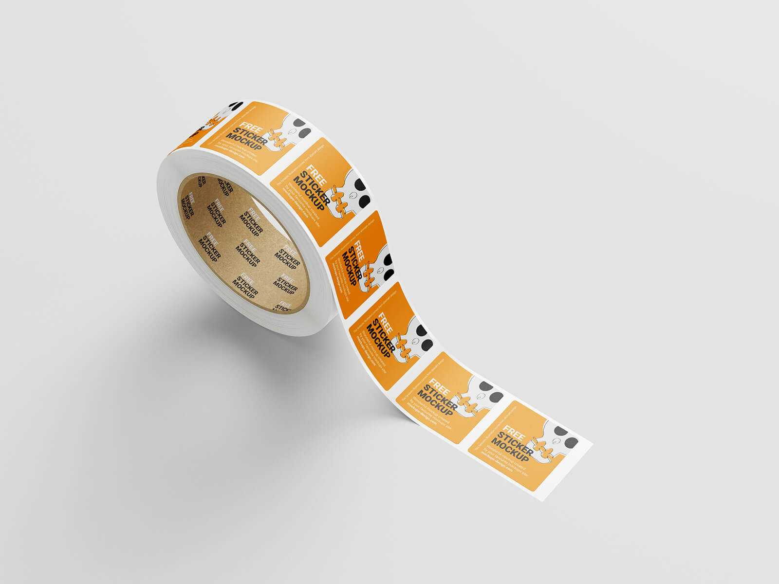 Free Square Label Sticker Roll Mockups 5 PSD set