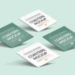 Free Square Paper Coaster Mockup for Social Media 😉Post Branding