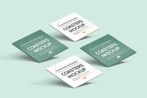 Free Square Paper Coaster Mockup for Social Media 😉Post Branding