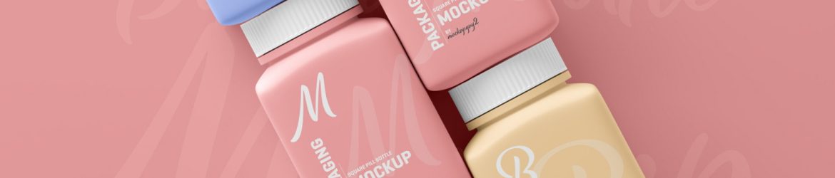 Free Square Pill Bottle Mockup