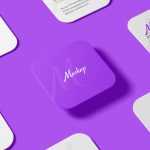 Free Square Round Corner Business Card Mockup