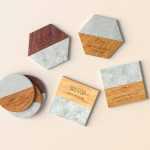 Free Square Round Hexagonal Wooden Coaster Mockup PSD