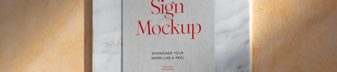 Free Square Sign On Marble Mockup