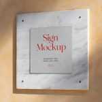 Free Square Sign On Marble Mockup - Free PSD Download Free Square Sign On Marble Mockup