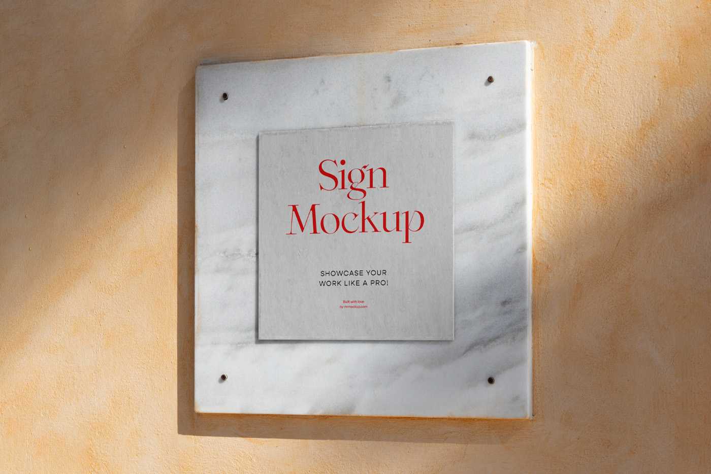 Free Square Sign On Marble Mockup