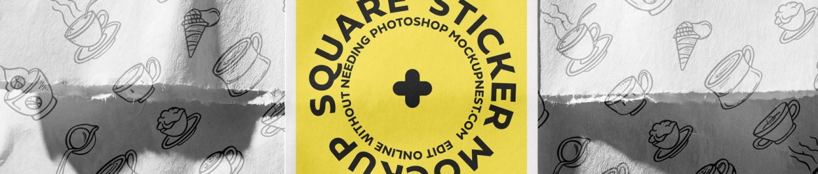 Free Square Sticker On Paper Bag Mockup