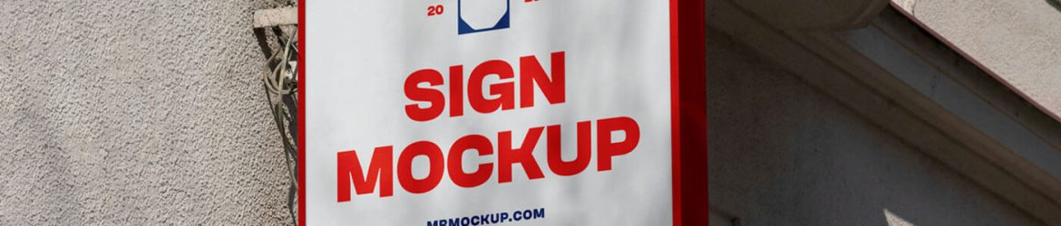 Free Square Street Shop Sign Mockup PSD