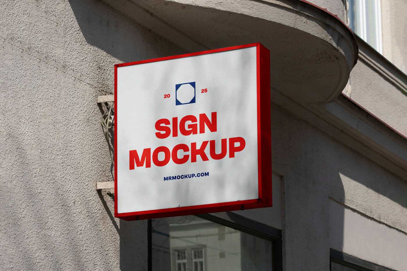 Free Square Street Shop Sign Mockup PSD