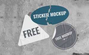 Free Square, Triangle, Round And Rectangle Sticker Mockup PSD set