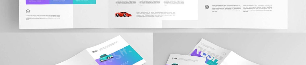 Free Square Trifold Brochure Mockup PSD set