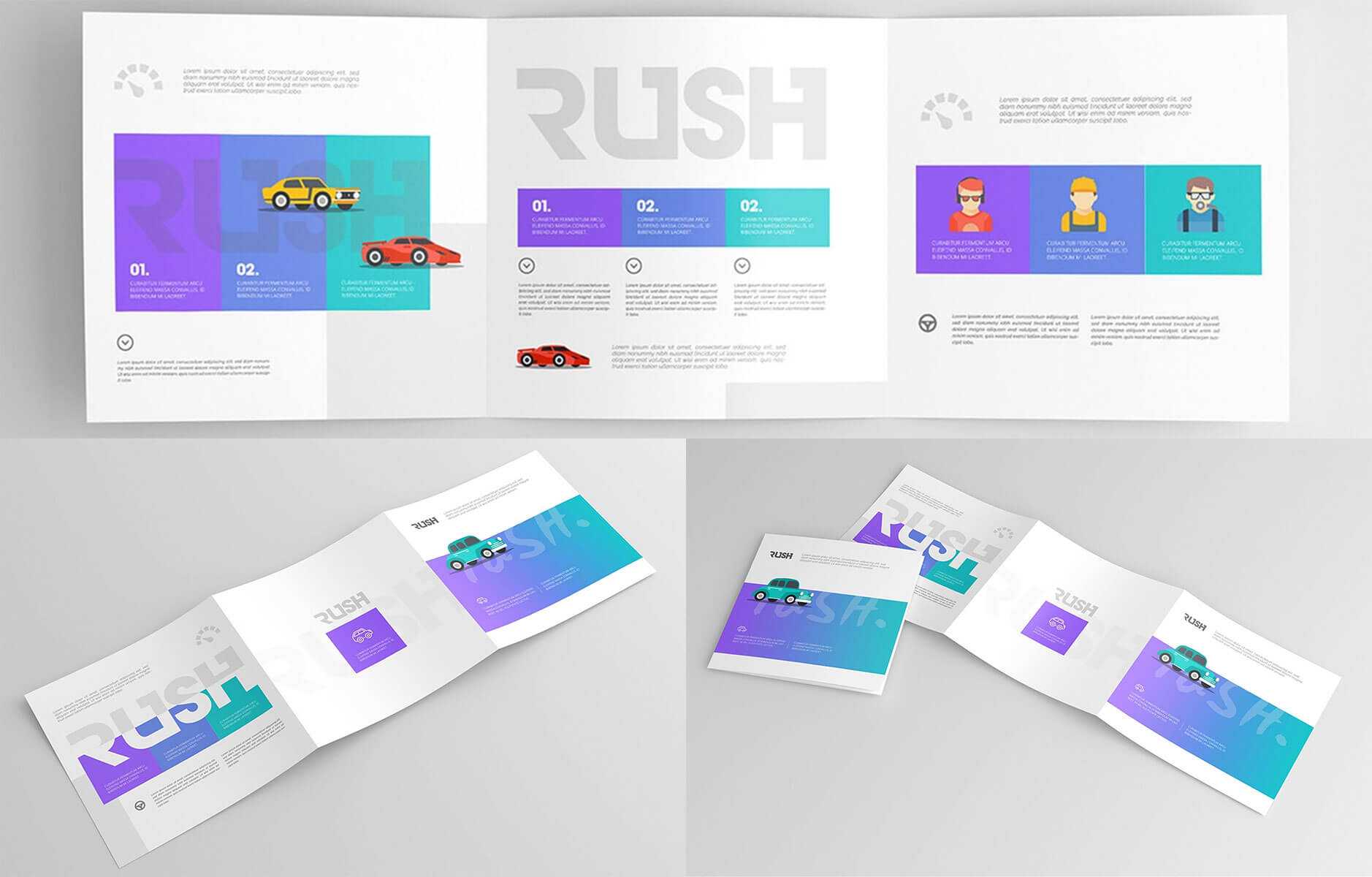 Free Square Trifold Brochure Mockup PSD set