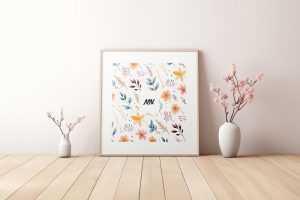 Free Square Wall Frame Mockup