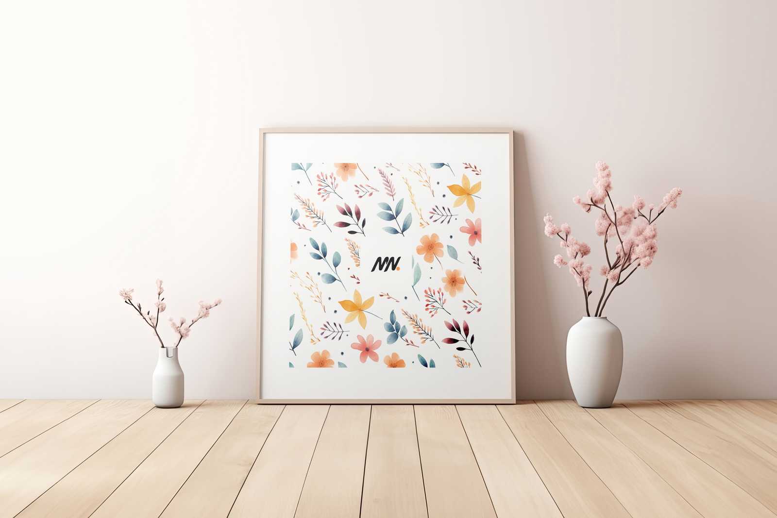 Free Square Wall Frame Mockup