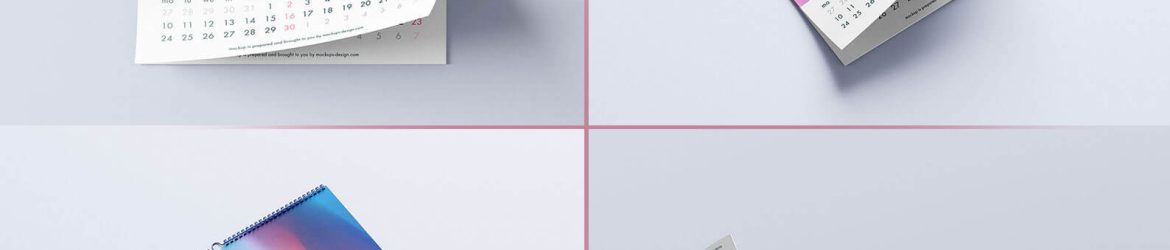 Free Square Wall Hanging Calendar Mockup PSD set