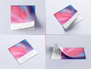 Free Square Wall Hanging Calendar Mockup PSD set