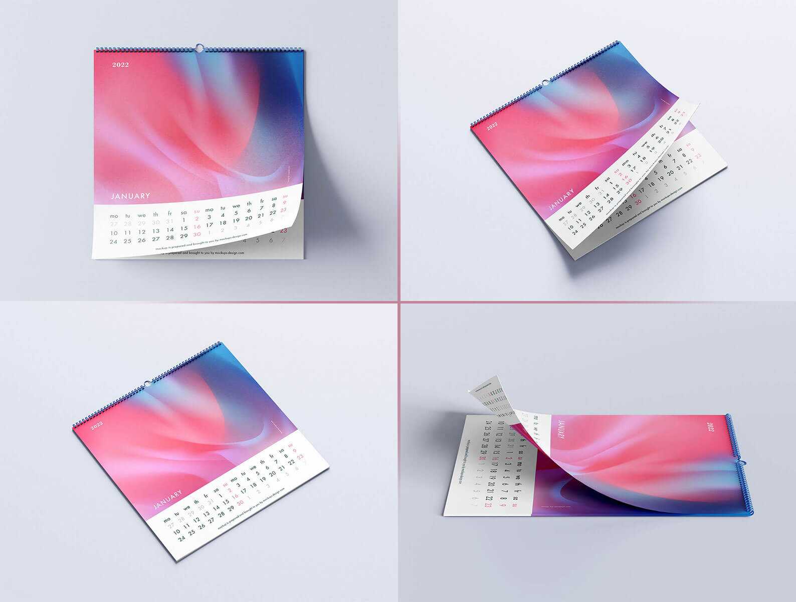 Free Square Wall Hanging Calendar Mockup PSD set