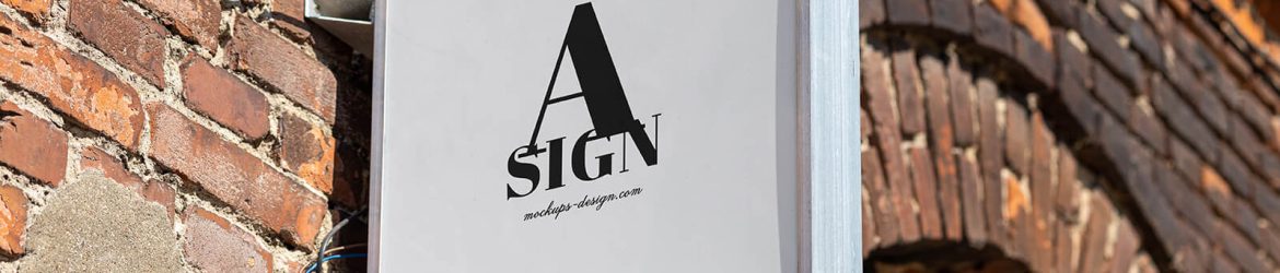 Free Square Wall Mounted Sign Mockup PSD Free Square Wall Mounted Sign Mockup PSD