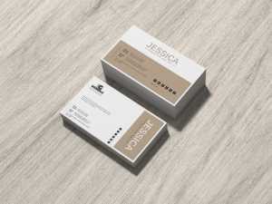 Free Stacked Business Card Mockup on Wood - Free Photoshop Files