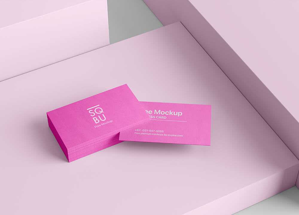 Free Stacked Business Card Mockup PSD