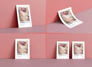 Free Standing A6 Flyer Mockup PSD 4 set