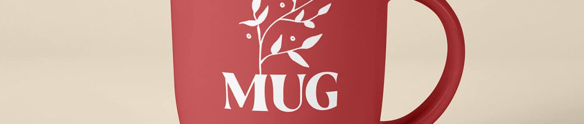 Free Standing Ceramic Tall Mug Mockup PSD
