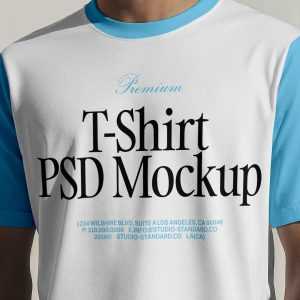 Free Standing Men Wearing T-Shirt PSD Mockup