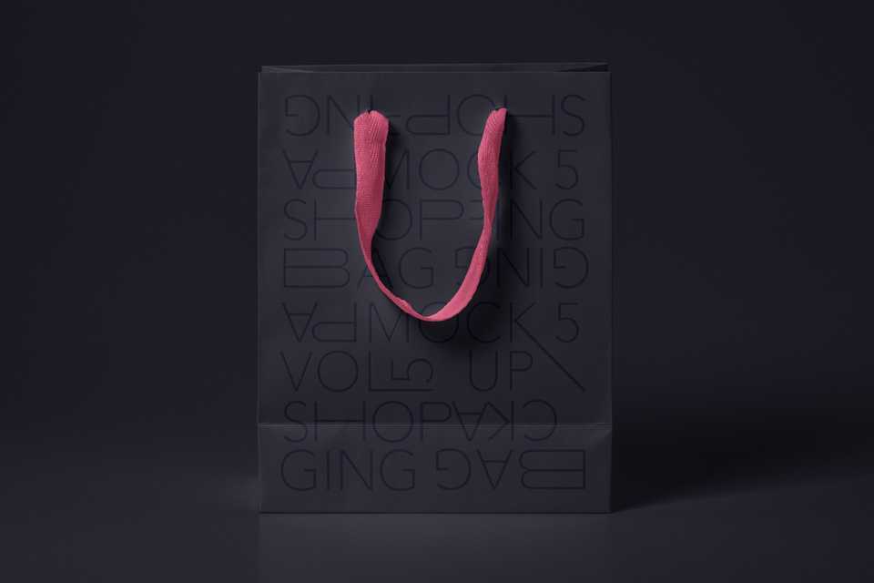 Free Standing Paper Shopping Bag Mockup