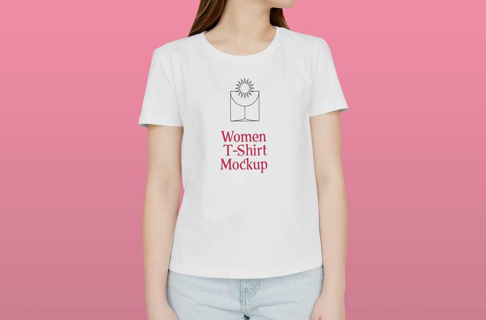 Free Standing Woman T-shirt Mockup PSD for Free
