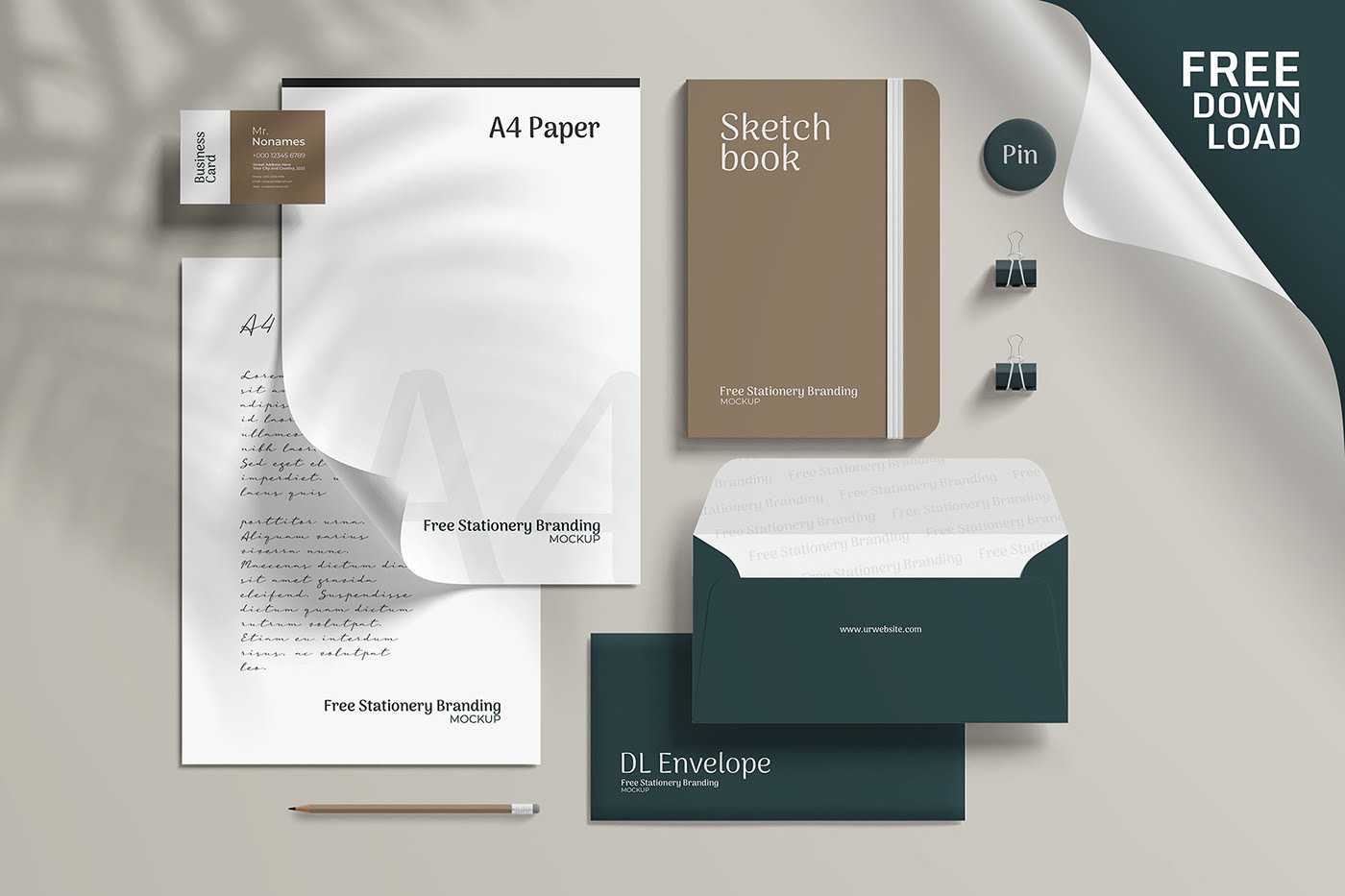 Free Stationery Scene Creator Branding Mockup PSD PSD
