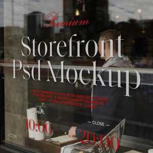 Free Storefront Cafe Mockup