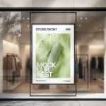 Free Storefront Window Poster Mockup Realistic Retail Display