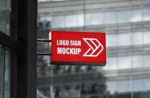 Free Stores Logo Sign Mockup PSD