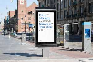 Free Street Ad Sign Digital Poster Mockup PSD