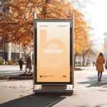 Free Street Billboard Mockup in Autumn City Park Scene