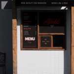 Free Street Cafe and Restaurant Facade Mockup PSD