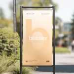 Free Street Hanging Banner Mockup on Modern Outdoor Walkway