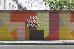 Free Street Mural Art Wall Mockup PSD