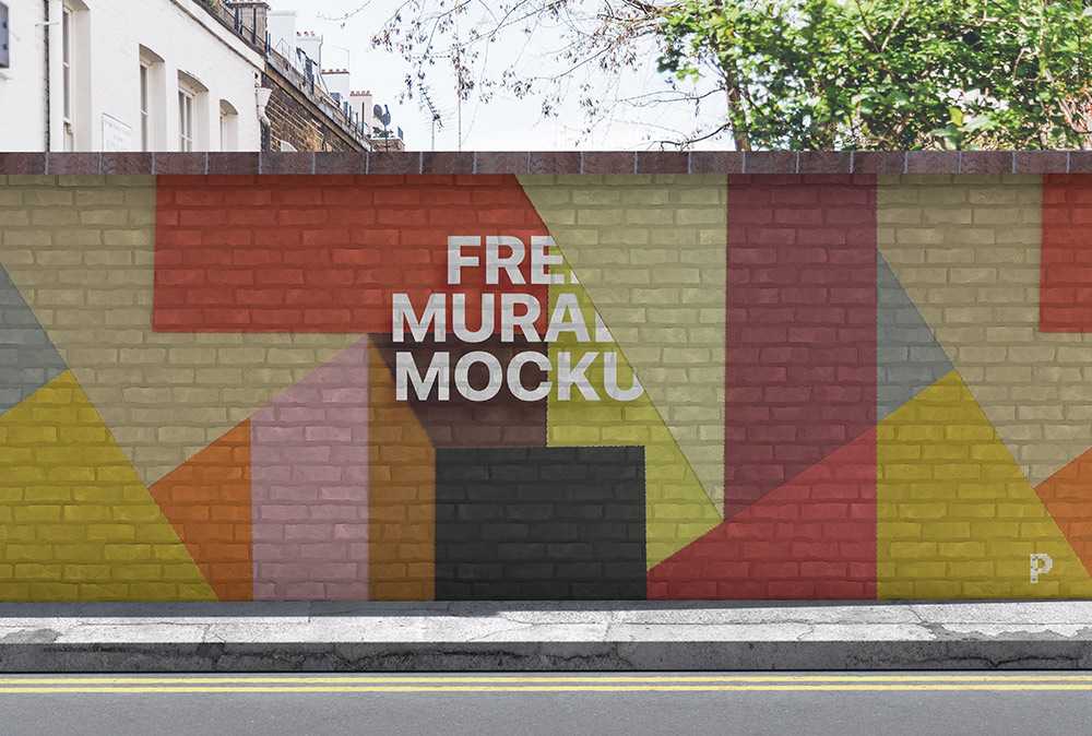 Free Street Mural Art Wall Mockup PSD