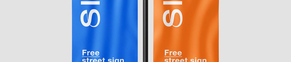 Free Street Pole Banner Mockup 3 PSD set
