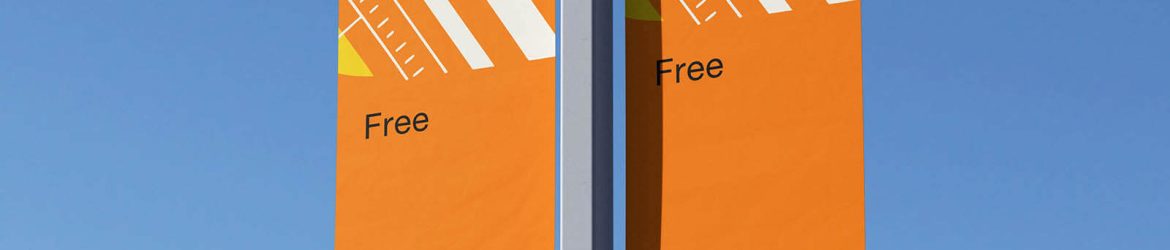 Free Street Pole Flag Banner Mockup PSD Set