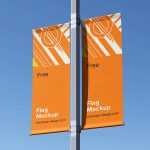 Free Street Pole Flag Banner Mockup PSD Set