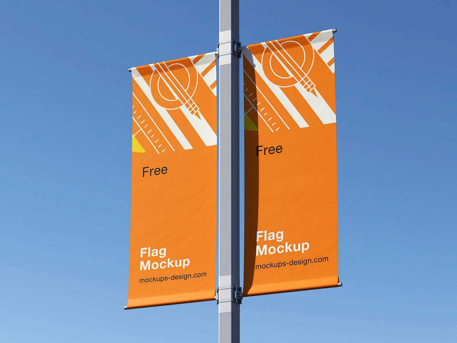 Free Street Pole Flag Banner Mockup PSD Set