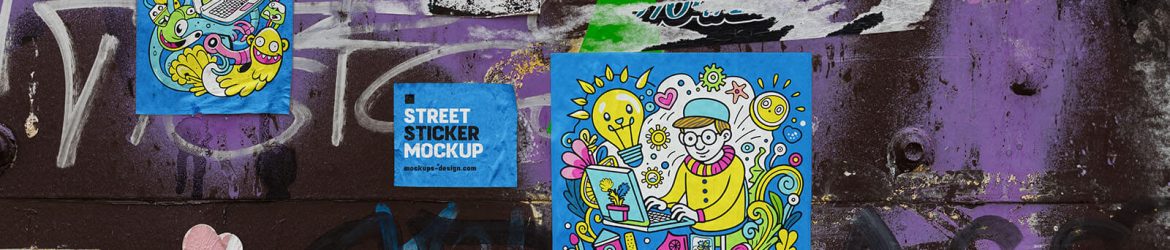 Free Street Wall Sticker Mockup PSD