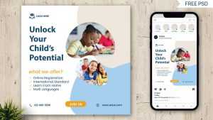 Free Students Education Social Media Design PSD Template